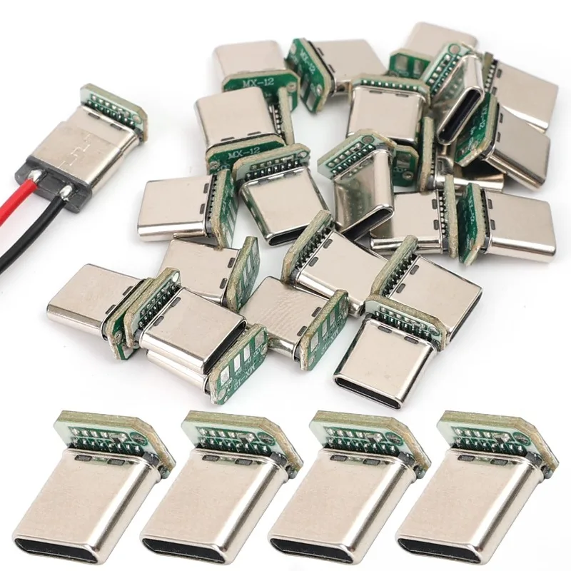 20/10/1Pcs 16P Usb C Connector USB 3.1 Type C Vertical Patch Board 16Pin 4 Welding Wire Data Band PCB USB Board Male Head
