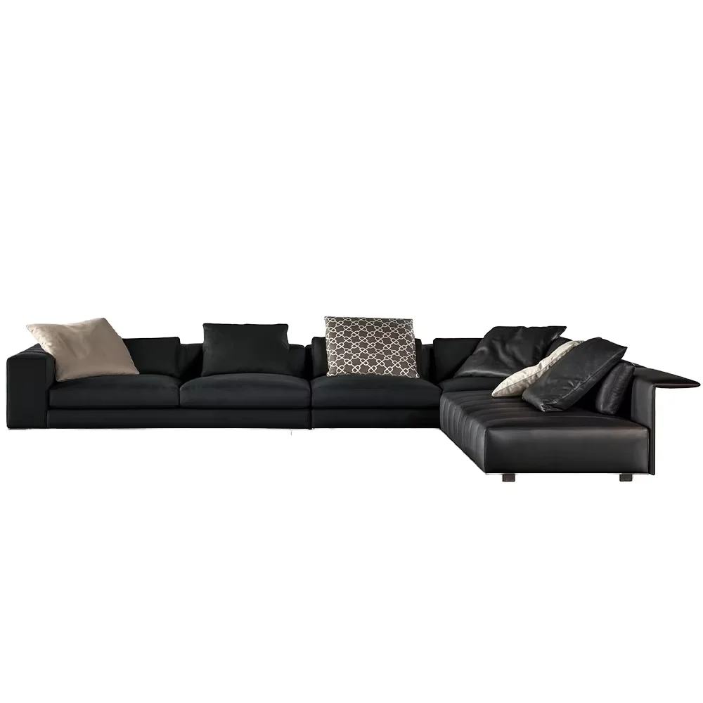 Italian Minimalist Living Room Furniture Leather Sofa Set Modern Hotel Villa Fabric Sectional Modular Couch