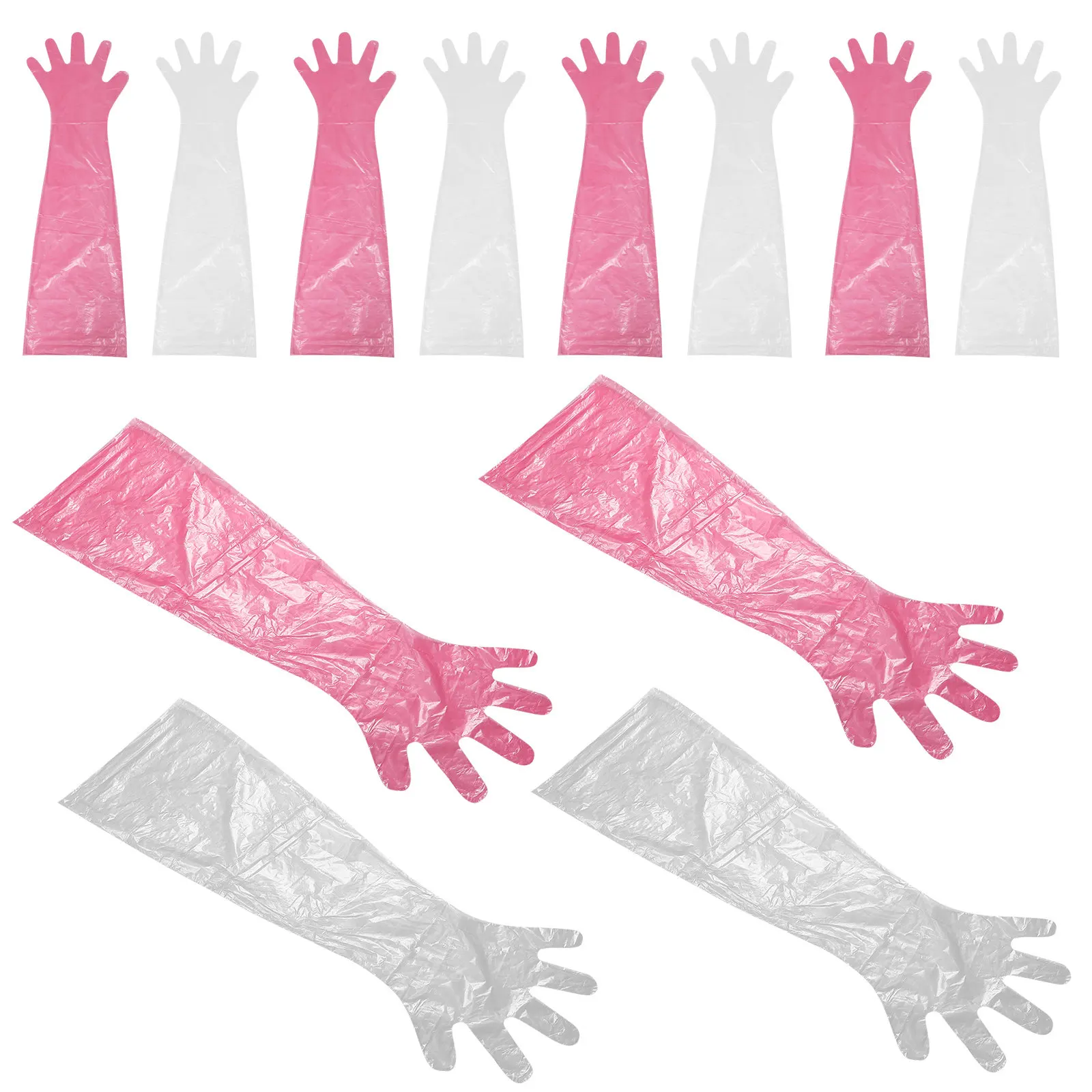 100Pcs Veterinary Long Arm Gloves Shoulder Length Disposable Plastic Animal Handling Gloves for Cattle Snake Proof Field