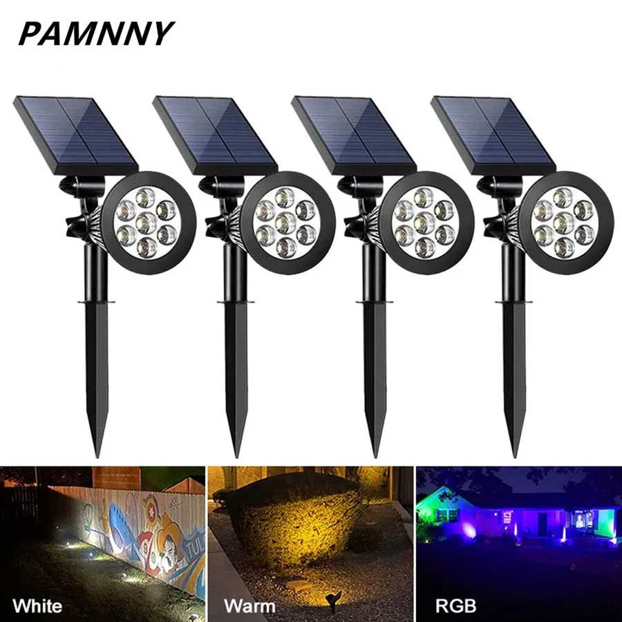 Luz Led Solar de jardín para exteriores, lámpara de pared ajustable, foco de Color cambiante, lámpara de césped de paisaje impermeable para decoración de Patio