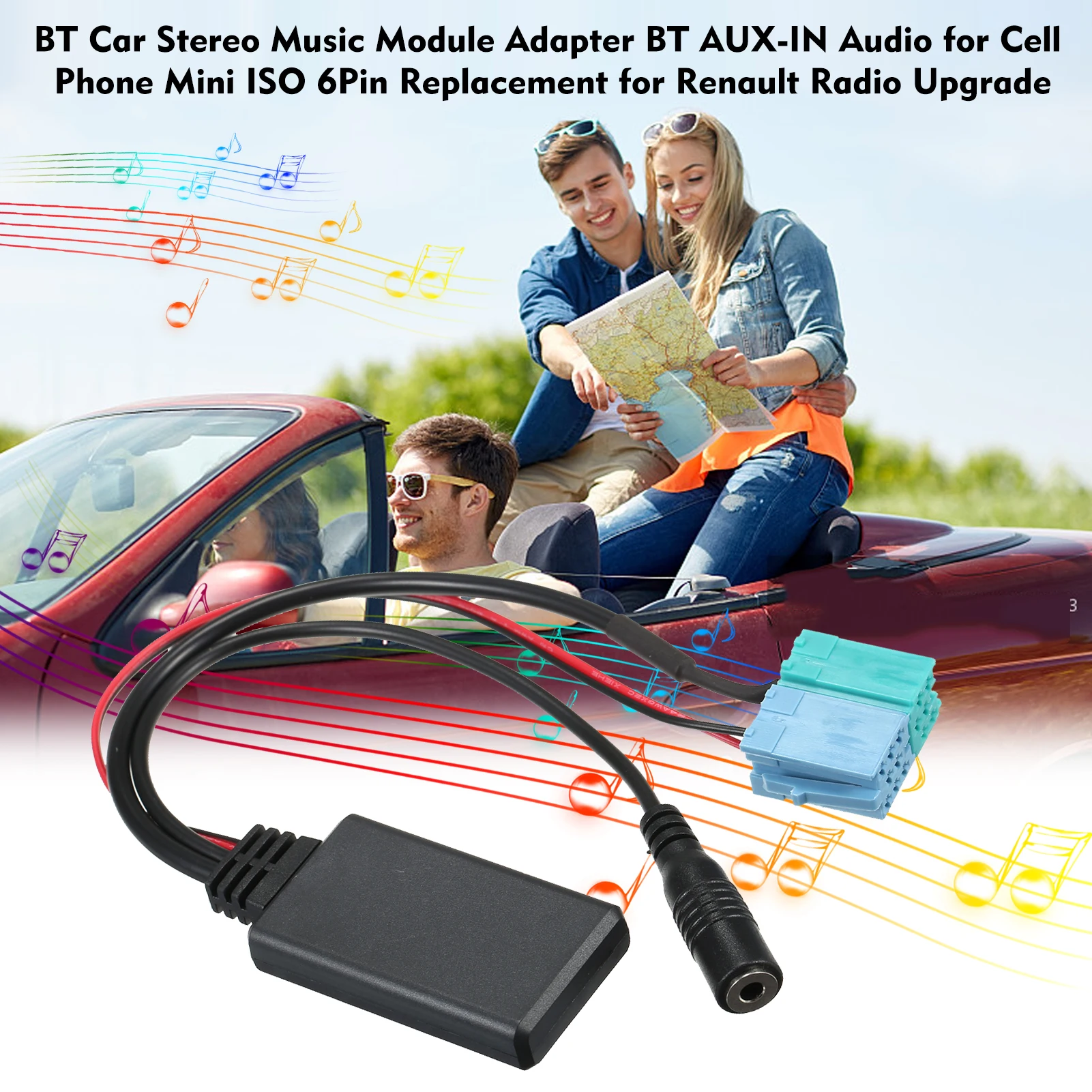 BT Car Stereo Music Module Adapter BT AUX-IN Audio for Cell Phone Mini ISO 6Pin Replacement for Renault Radio Upgrade