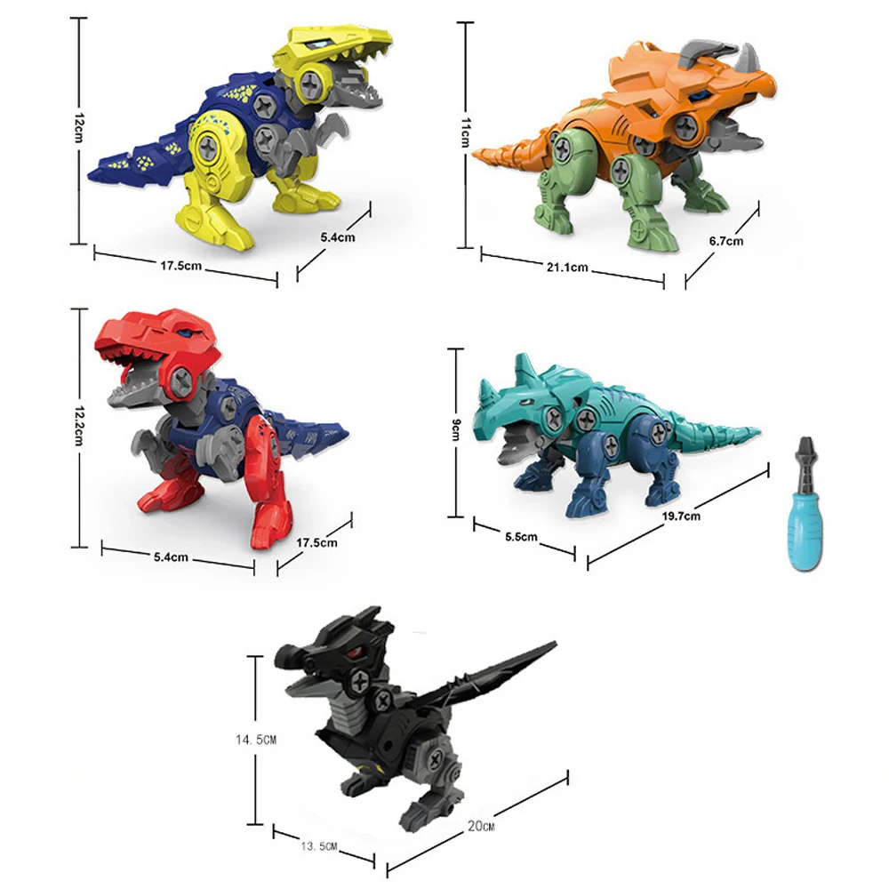 5 in 1 Take Apart Dinosaur Toy Assembly Transformation Dino Robot Constructor Screw DIY Set Blocks Toys