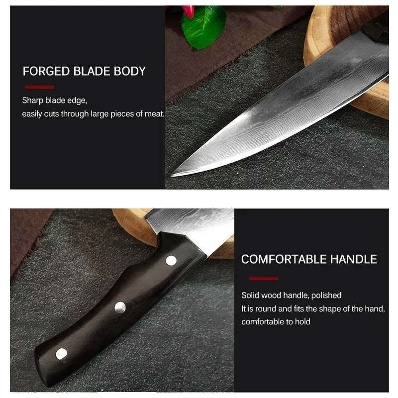 High-grade Damascus steel beef knife,kitchen special multi-functional kitchen knife,sharp high hardness meat knife,kitchen tools