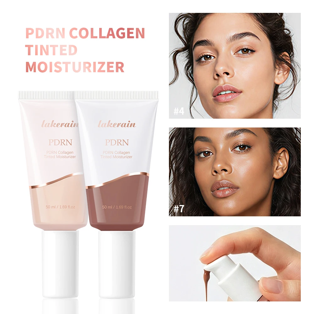 10 Colors PDRN Collagen Tinted Moisturizer Korean Glass Skin Makeup Base Glow Luminous Hydrating Primer Daily Even Tone Nourishi