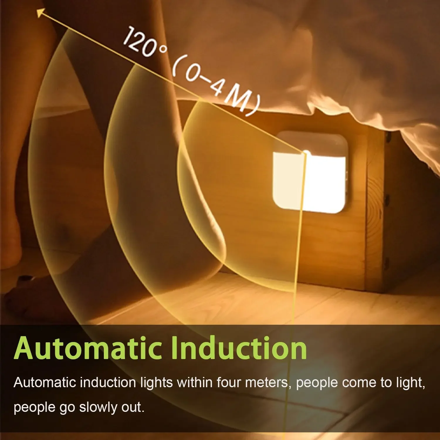 Motion Sensor Led Night Light Usb Charging Square Lamp for Bedroom Kitchen Stair Hallway Wardrobe Cupboard Lighting - view 3