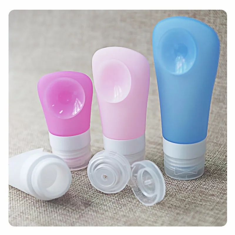 38/60/90ml Silicone Travel Bottle for Toiletries Lotion Shampoo Cosmetic Portable Refillable Bottles with Sucker Empty Container