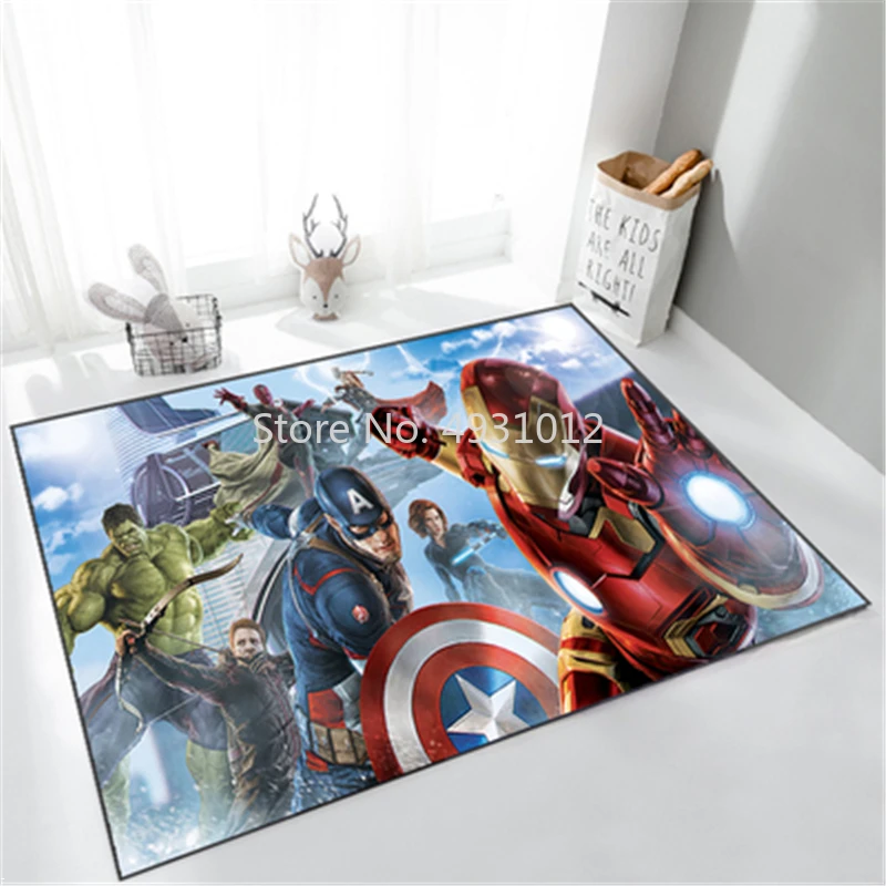 Anime Avengers Iron Man Hulk Rug  for Baby Kids Bedroom Living Room Carpet Non-slip Mat Home Floor Decoration