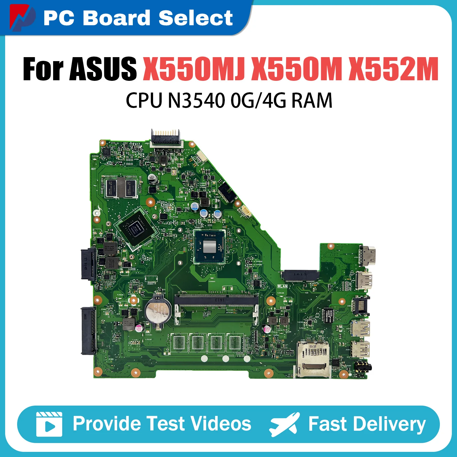 

X550MD with N2840 N3540 CPU GT920M RAM-0GB Mainboard For ASUS X550MJ X552M X550M Y582M DX992M Laptop Motherboard