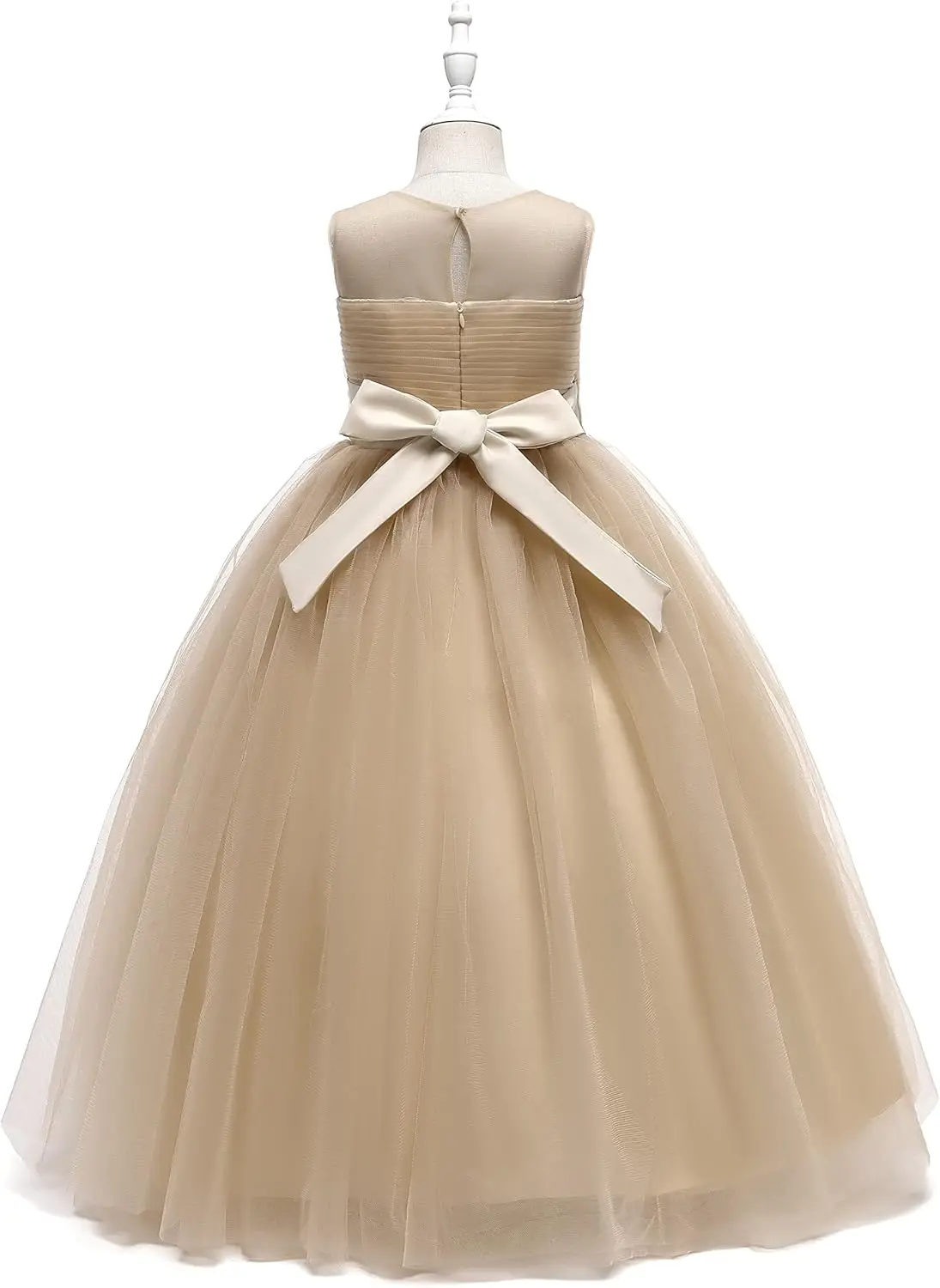 Blumenmädchen-Hochzeitskleid, Tüll, lang, A-Linie, Urlaub, Geburtstag, Party, Ballkleid, formeller Festzug für Mädchen, Maxikleider, Ballkleid