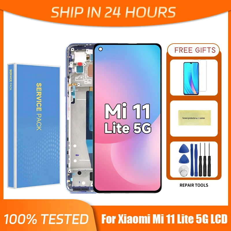 6.55'' For Xiaomi Mi 11 Lite 5G NE LCD 2109119DG, 2107119DC, 2109119 Display Touch Screen with frame Digitizer Assembly