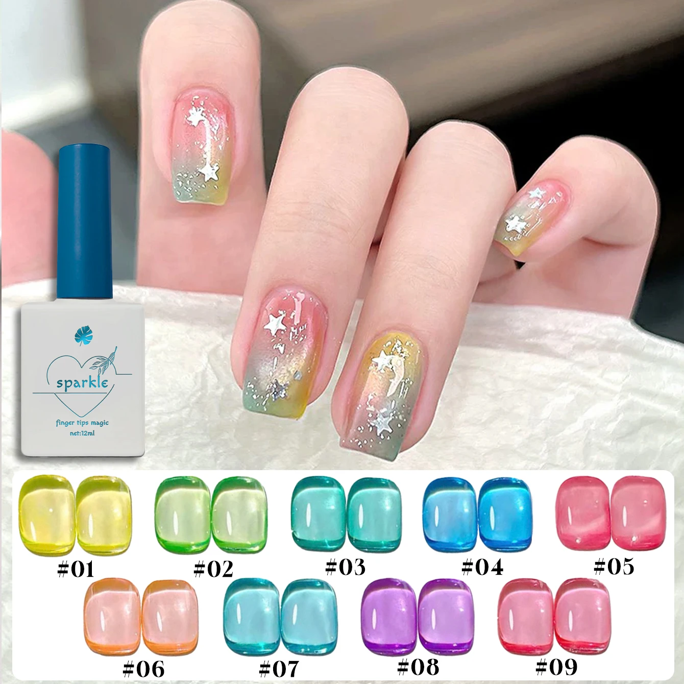 

1-6PCS High Transparent Glass Gel Nail Polish 2025 Internet Celebrity Popular Bright Transparent Nail Glue Nail Art Supplies