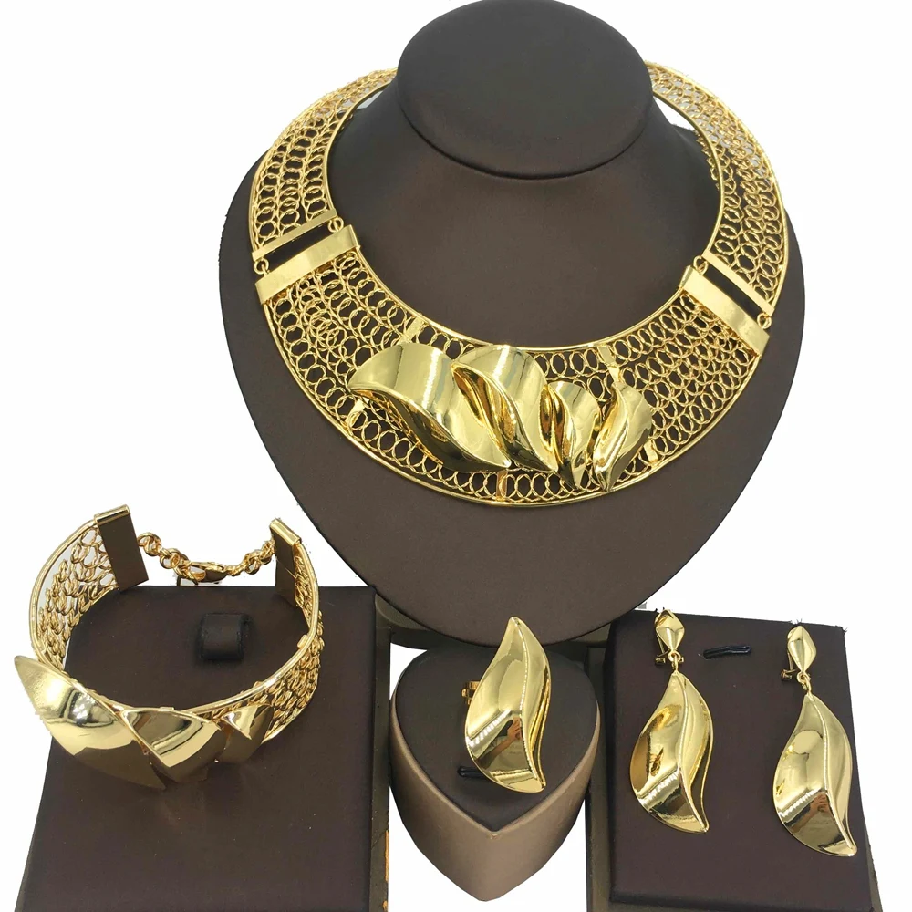 

Yuminglai Gold Color Dubai Jewelry Sets for Women African Luxury Jewelries Brazilian Gold Jewelry Sets FHK15735