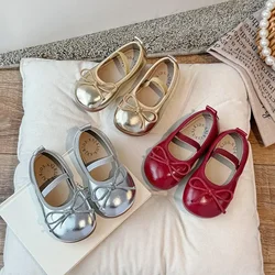2025 Spring&Autumn New Children Little Leather Shoes for Girls Fashion Korean Soft Bow Anti Slip Fashion Princess Single Shoes