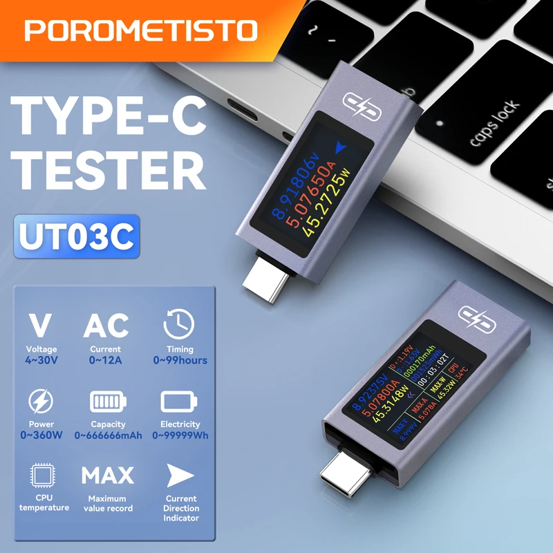UT01U UT03C USB/Type-C Multi-function Digital DC Voltage Ammeter Power Meter DC 4-30V Voltmeter Ammeter Charger Capacity Tester image 6