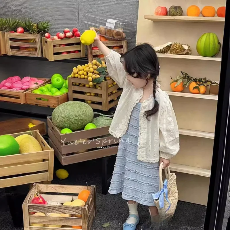 

Girls Spring and Summer Dress+Cardigan Female Baby Western Style Travel Holiday Clothes Small Fresh Western Style Suit Two Piece