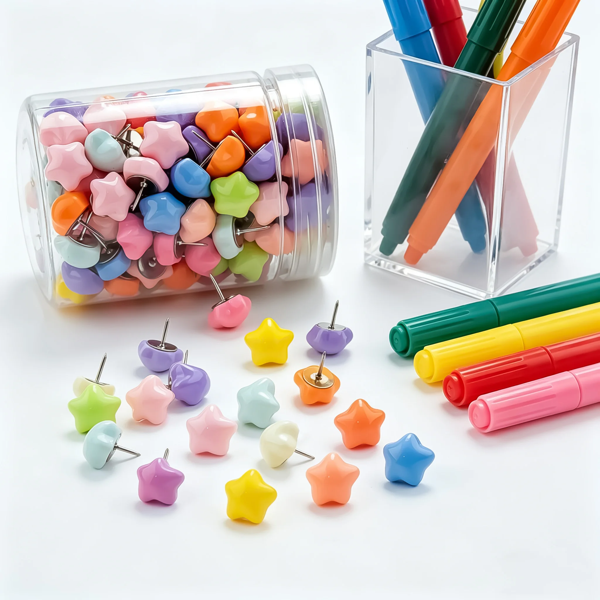 Creative Colorful Star Thumbtacks Decorative Push Pins for Photo Wall Message Board Back to School