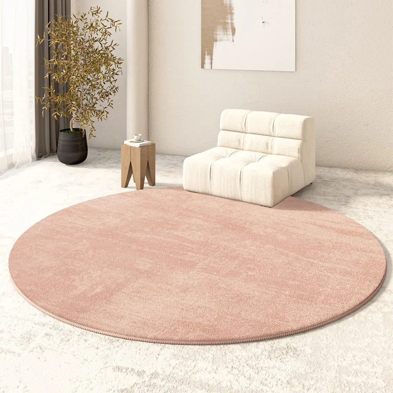 Nordic Style Living Room Decoration Round Carpet Minimalist Rugs for Bedroom Home Solid Color Plush Floor Mat Thicken Lounge Rug