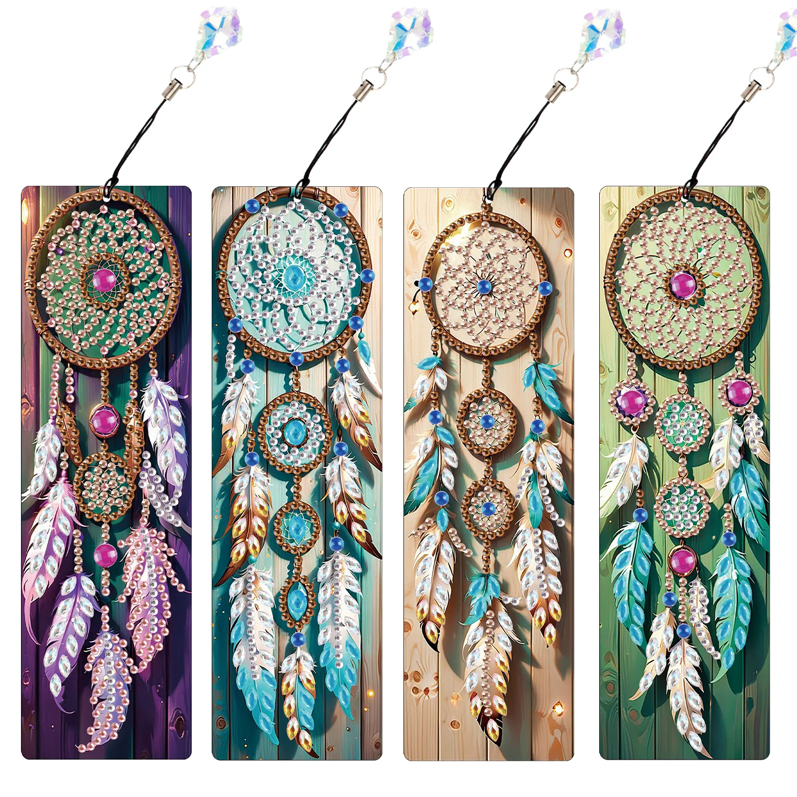 

4pcs Diamond Art Painting Bookmarks Kit for Adult,DIY Dreamcatcher Bookmark Bling Crystal Pendant Bookmark for Home Office Gift