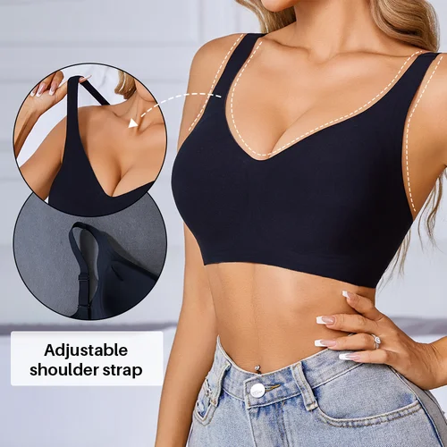 Imagen 2 del producto Sujetador inalámbrico para mujer, sujetadores push-up sin costuras, ropa interior cómoda en forma de V, copa BCD, lencería íntima