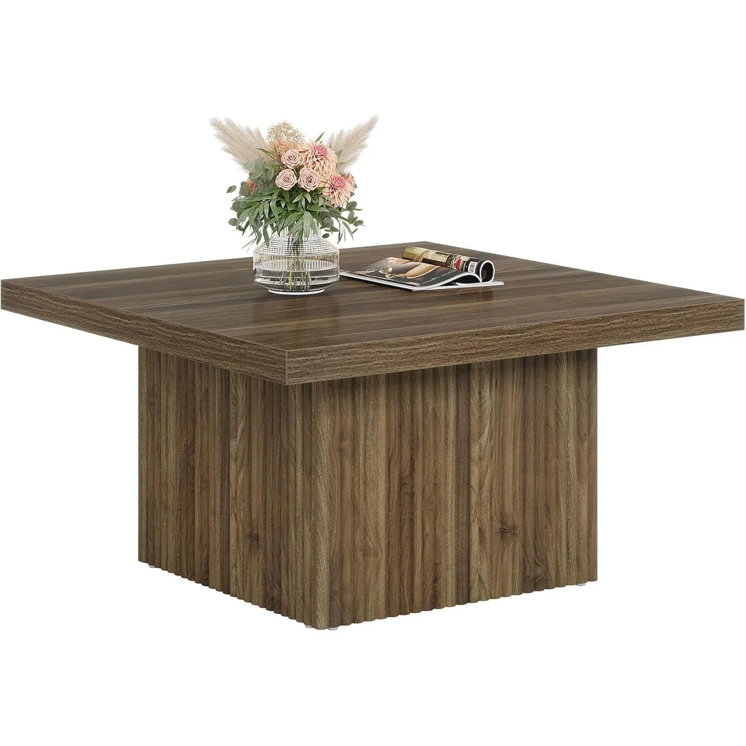 Square Coffee Table,Engineered Wood Coffee Table for Living Room, Vintage Center Tables, Large Mid-Century Modern