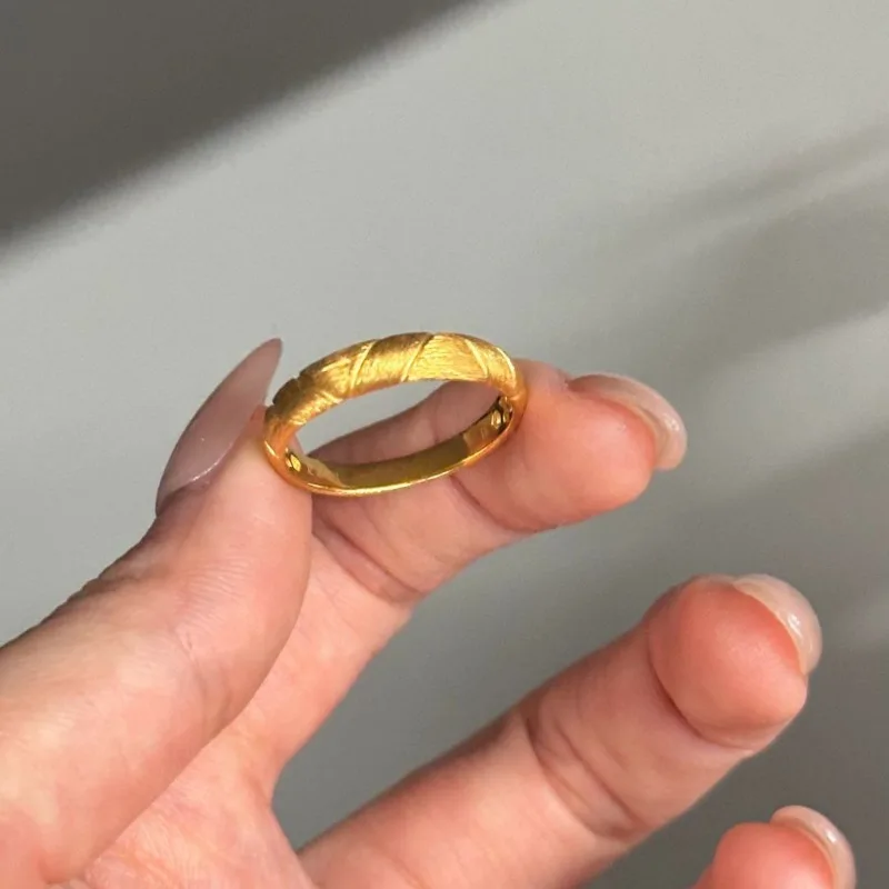 خاتم عادي من الساتان المنسوج باللون الذهبي، حلقة مفتوحة للنساء، خاتم متعدد الاستخدامات، تصميم فاخر وخفيف الوزن، مجوهرات ذات إحساس #2