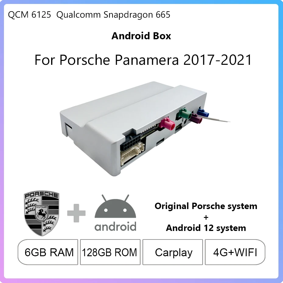 

For Porsche Panamera 2017-2021 Original System Upgrade Dual System Android 12 6+128 QCM 6125 Qualcomm Snapdragon 665 Android box