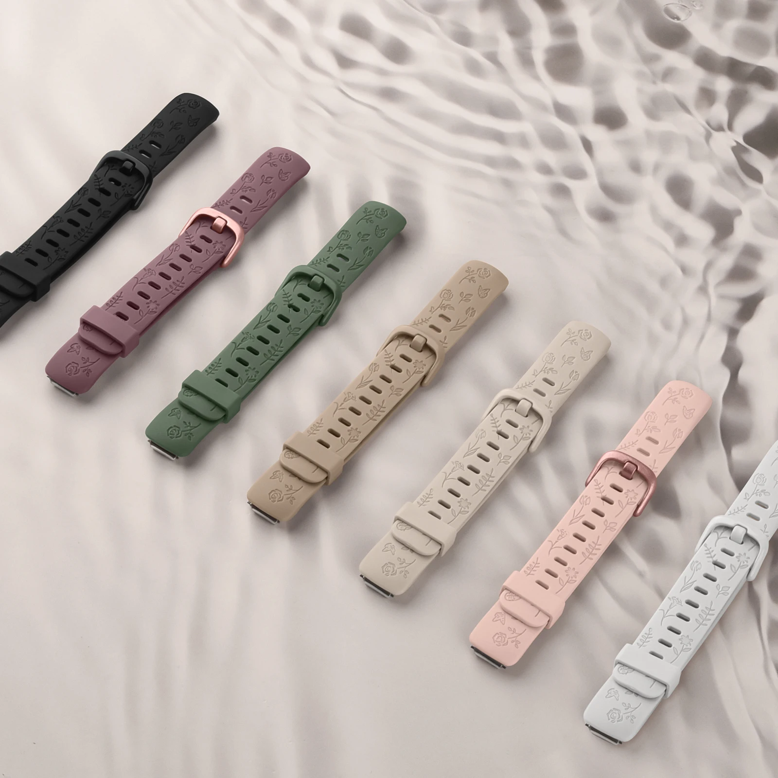 لينة بولي TPU زهرة محفورة الفرقة ل Fitbit إلهام 2 حزام سوار الرياضة معصمه لاستبدال Fitbit إلهام 2 حزام الساعات #6