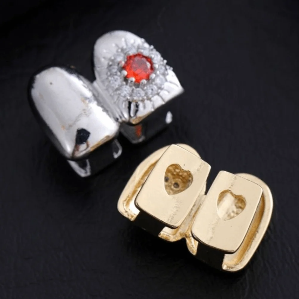 Trendy Removable Hiphop Teeth Grillz with Flower Design