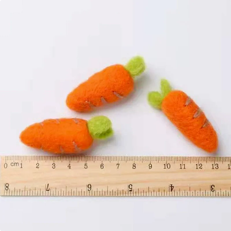 1PC Cute Carrot Wool Felt Fur Balls Needlepoint Kit Wool Felt Party Home Decor Girls Jewelry Decoration Craft DIY Handmade