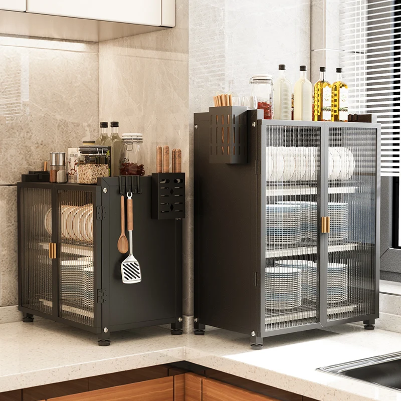 Drainage Cupboard Saves Kitchen Space Multi-functional Kitchen Dinnerware Storage Cabinet