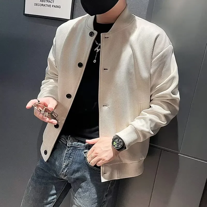 

Korean Style Baseball Jacket For Men Spring Autumn New Style Trendy Minimalist Casual Versatile High End Jacket Outerwear