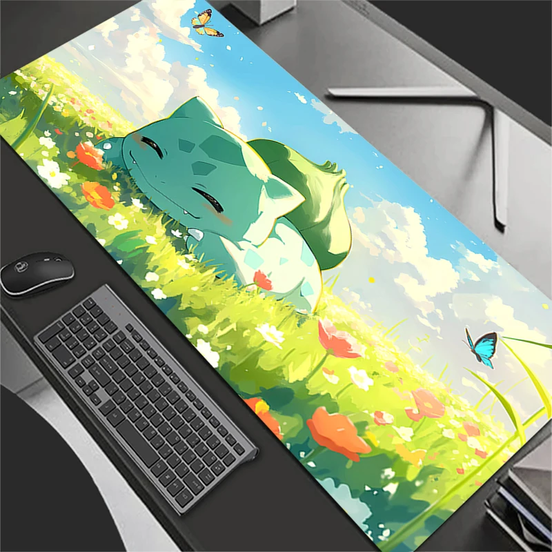 اضافية كبيرة الألعاب ماوس الوسادة ألعاب الكمبيوتر المحمول لوحة المفاتيح السجاد ماوس حصيرة عدم الانزلاق المطاط xxl P-Pokemons Bulbasaur الجدول البساط
