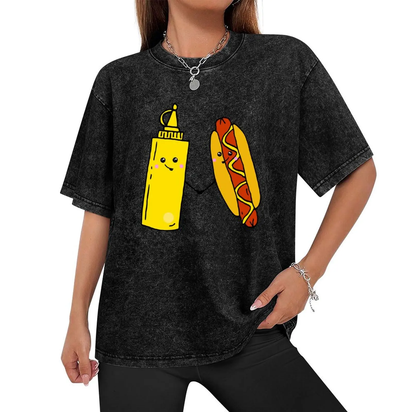 Hot Dog and Mustard Food Love T-Shirt vintage oversized graphic tee mens vintage t shirts