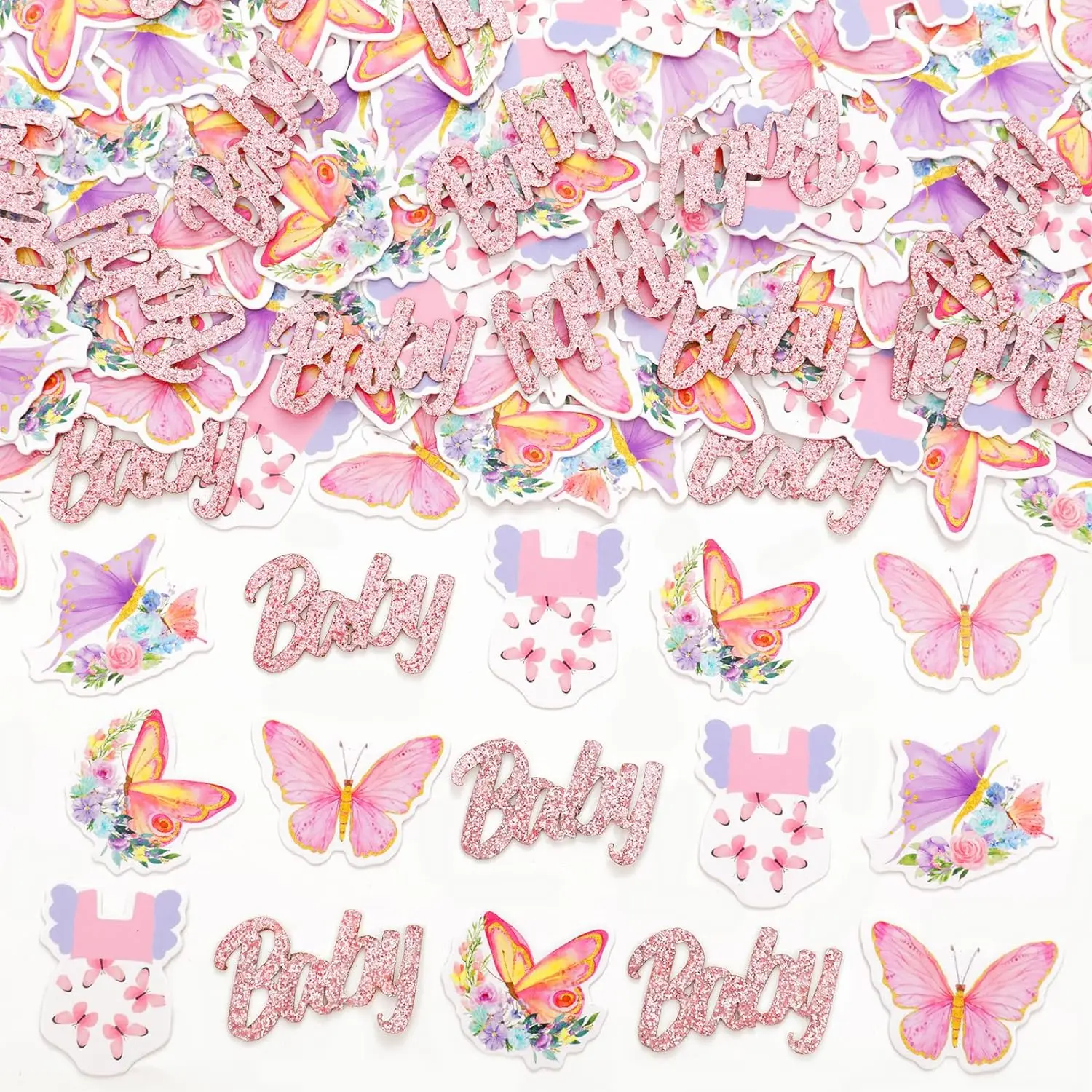 200PCS Butterfly Baby Shower Confetti for Girl Double Sided Printing Paper Confetti Scatter Table Decor