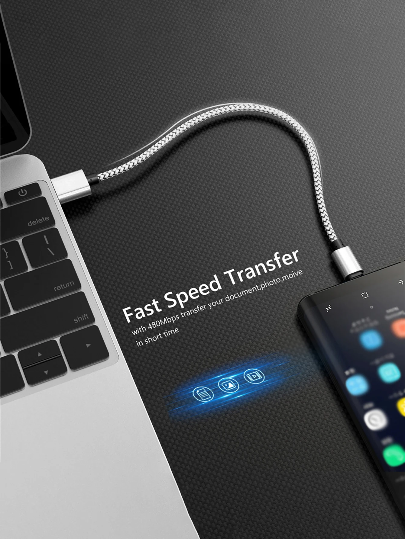 5pcs 10pcs USB A to Type C Charging Cable Fast Charger Nylon Braided Data Cable For Samsung Xiaomi Android Phone Accessories view 5