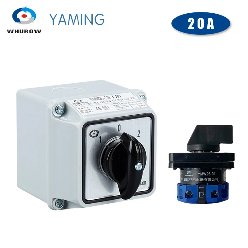 YMW26-20/1M Waterproof IP65 Rotary Cam Switch Changeover Control Circuit 690V 20A 1 Pole With Protective Box LW26 LW28 LW39B