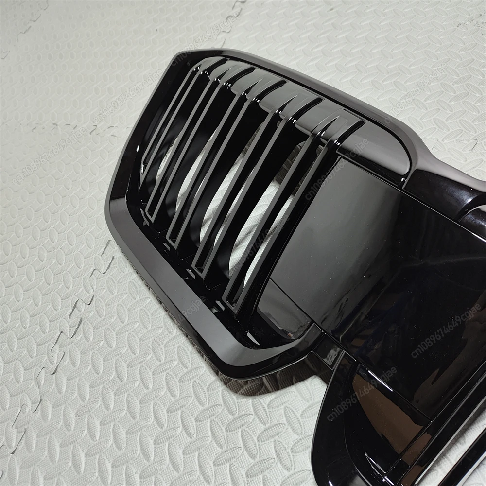 ل BMW X1 U11 iX1 M-Sport 2022-2024 الجبهة مصبغة سباق شواء أسود مزدوج شريحة نمط سيارة العلوي الوفير هود شبكة طقم الجسم