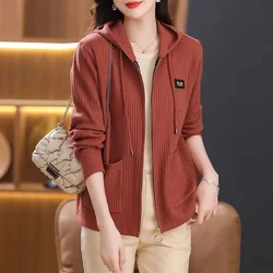 Women Hooded Knitted Cardigan Spring V935