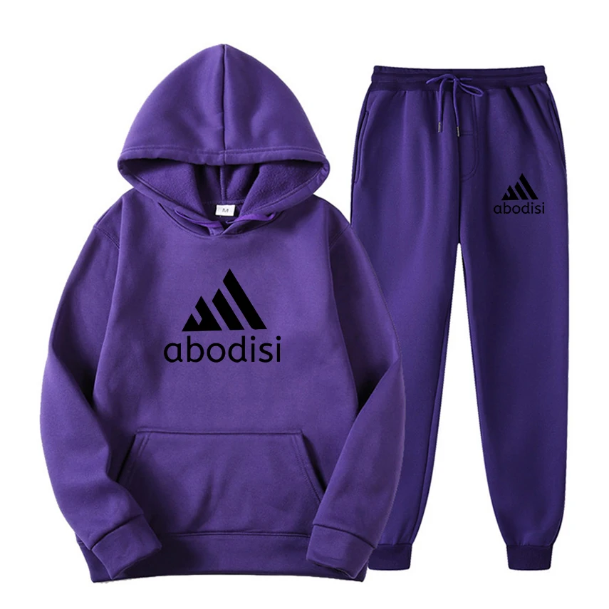 Men Tracksuit 2 Pieces Sets Hooded Sweatshirt +Drawstring Pants Male Hoodies Running Sportswear Men Women Autumn Sportwear