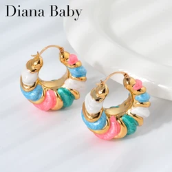 Colorful enamel dripping glaze Korean fashion hoop Earrings Pendants Women's retro jewelry Luxury Pendientes Trend earrings