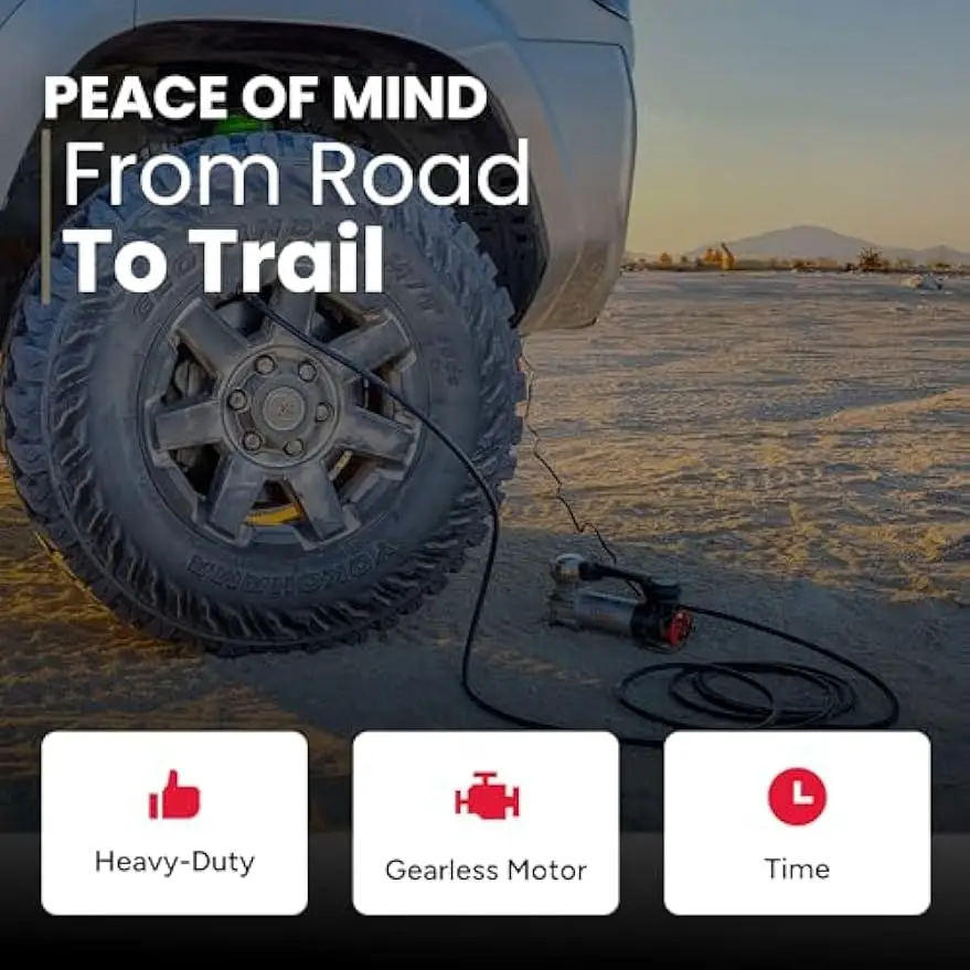 Draagbare 12V luchtcompressor voor auto's, vrachtwagens en SUV's - 120 PSI zware pomp met meter en draagtas
