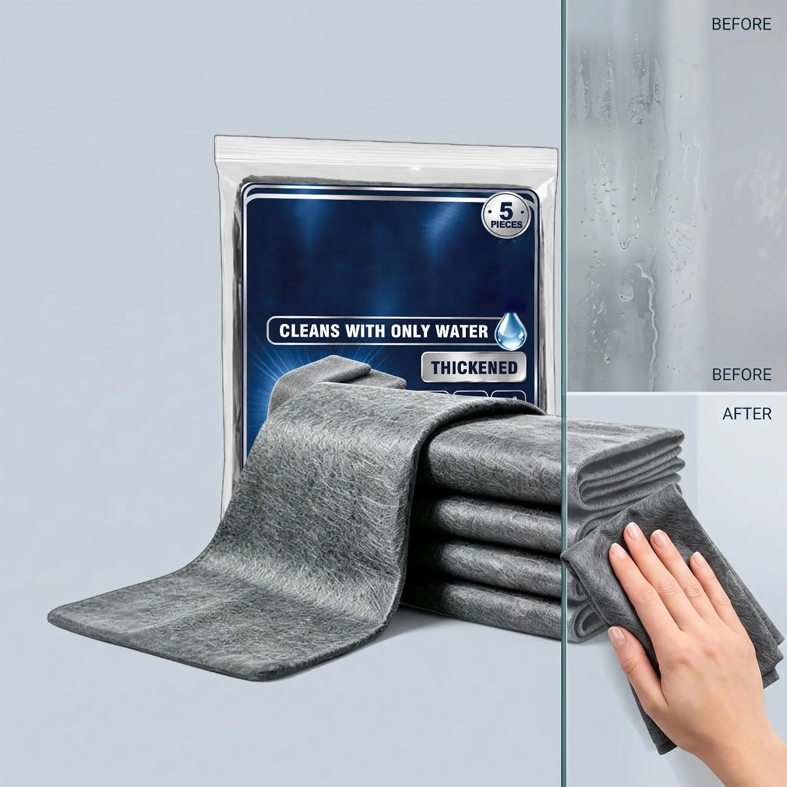 5pcs Microfiber Cleaning Cloths, Lint-Free Streak-Free Absorbent Towels Multi-Purpose Car Home Window Cleaning Rags