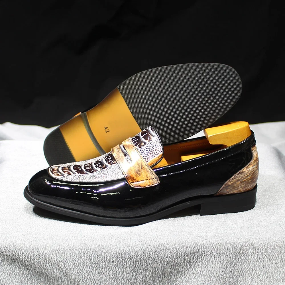 

CLAIAMI Fashion Handmade Men Shoes Luxury Design Gold Loafers Shoes for Men Dress Shoes Street Style Leopard Shoe Zapatos Hombre