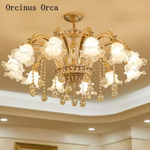 

French luxury crystal chandelier living room dining room European style led zinc alloy ceramic crystal lamp free shipping