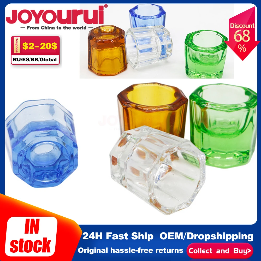 

4Pcs/Set Dental Mixing Bowls Glass Octagonal Rcoencile Cups Oral Powder Holder Dentistry Lab Powder Tool Holder Container