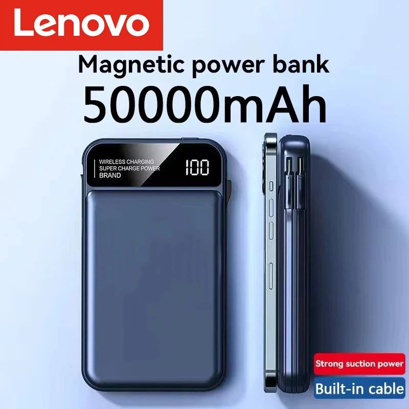 

XIAOMI Power Bank 50000 мАч Беспроводная зарядка для Magsafe Магнитная зарядка Встроенный провод Батарея мобильного телефона для Iphone