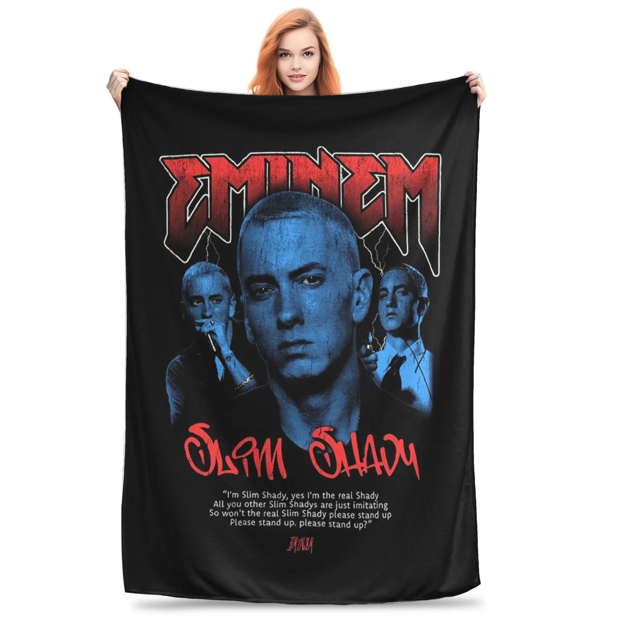 Design Eminem Blanket Soft Warm Flannel Throw Blanket Plush for Bed Living room Picnic Travel Home Sofa