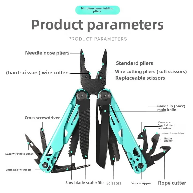 BIESUO Alicates tácticos multiherramienta GHK Alicates multifunción para exteriores Llave combinada Cuchillo