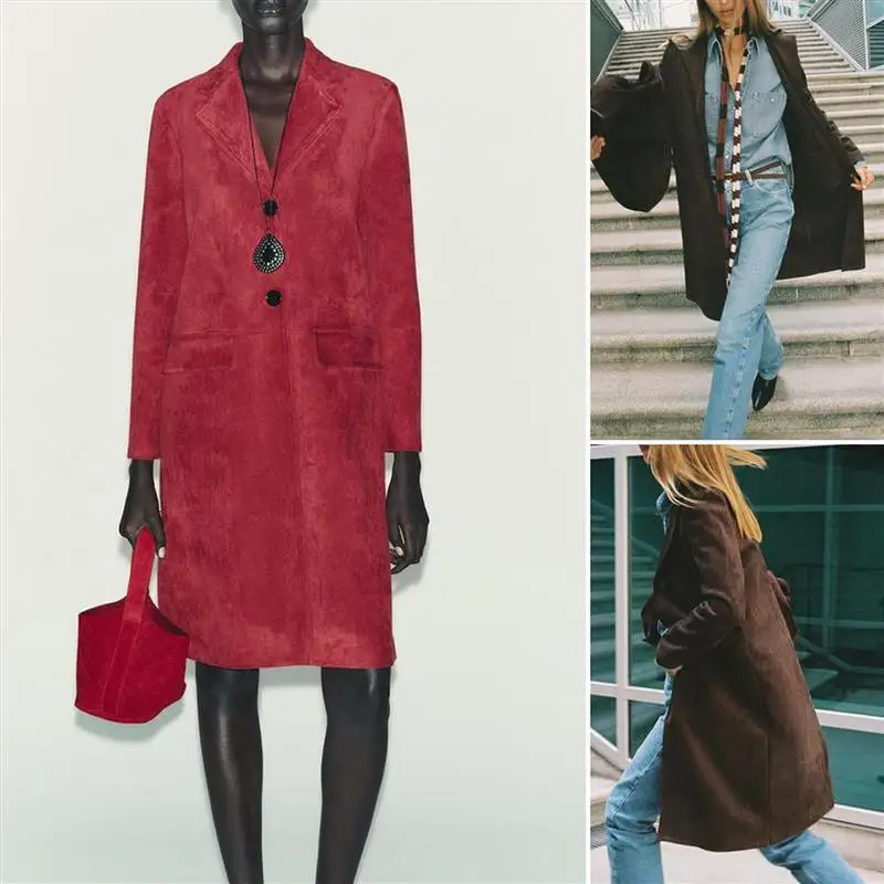 

Классическое модное осенне-зимнее пальто с длинными рукавами и классическим воротником, прямого кроя, с эффектом бархата, верхняя одежда для женщин, деловой костюм