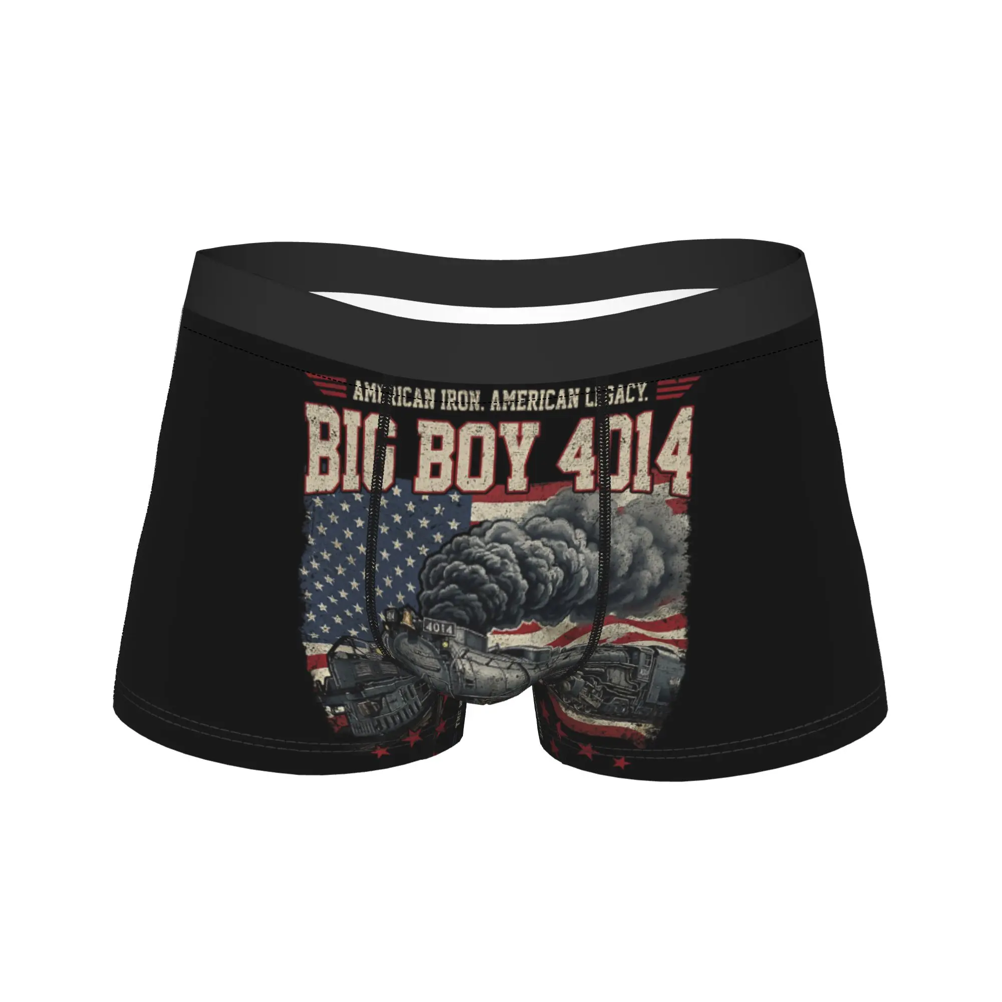 Big Boy 4014 Train 4th of July Retro US Flag Boxershorts Pouch Underwear Hot Sale Boxer Brief Comfortable Male Panties Big Size